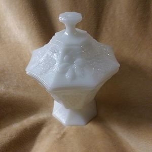 Milk glass candy dish